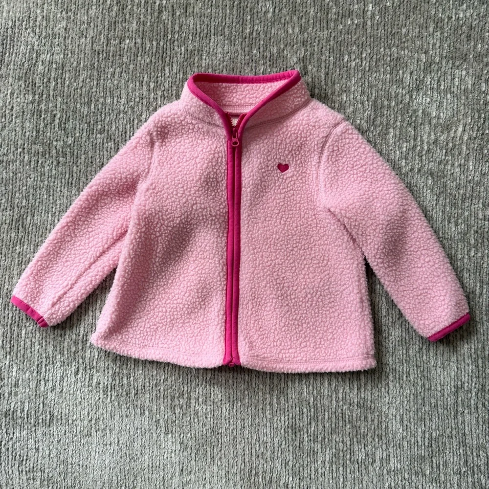 OshKosh B’gosh Pink Sherpa Fleece Jacket 12M Baby Girl Fall Classic Comfy Casual